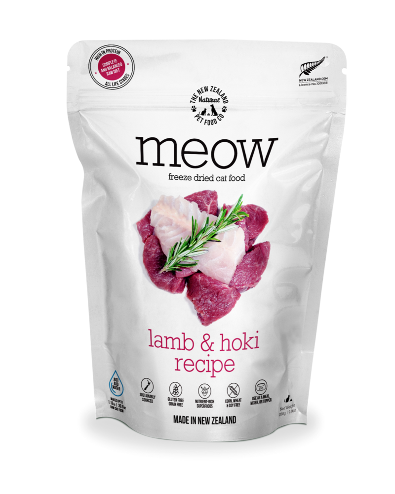 The NZ Natural MEOW LAMB & HOKI Freeze Dried Cat Food