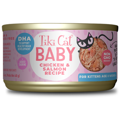 TikiCat Baby Kitten Whole Foods with Chicken & Egg Recipe 2.4oz - 鸡肉鸡蛋幼猫罐头