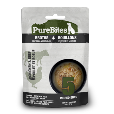 PureBites Chicken, Beef Vegetables Broth Wet Treat Pouch for Dog