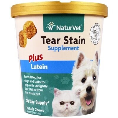 Naturvet Tear Stain with Lutein Soft Chew for Cats and Dogs - 宠物祛泪痕软咀嚼片