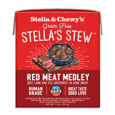 Stella & Chewy`s RED MEAT MEDLEY STEW for Dog-11oz - 牛肉羊肉鹿肉狗餐盒罐头