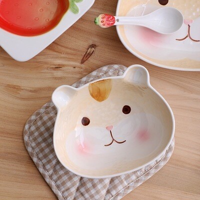 Cute animal ceramic pet feeding bowl