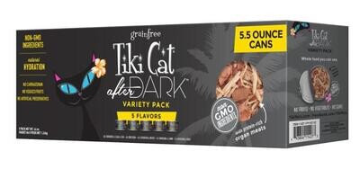 TikiCat After Dark Wet Cat Food - Non-GMO, Grain Free - Variety Pack, 8ct, 5 Flavors