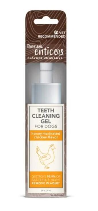 TropiClean Enticers Teeth Cleaning Gel for Dogs - Honey Marinated Chicken