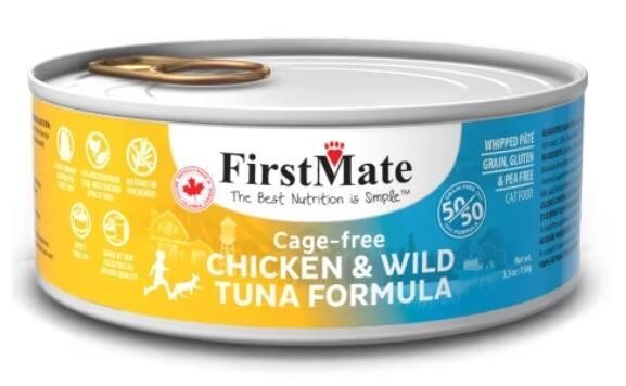 FirstMate 无笼养鸡肉和野生金枪鱼猫罐头