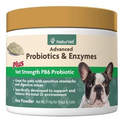 NATURVET Advanced Probiotics & Enzymes for Dogs, 4 oz (114 g) powder