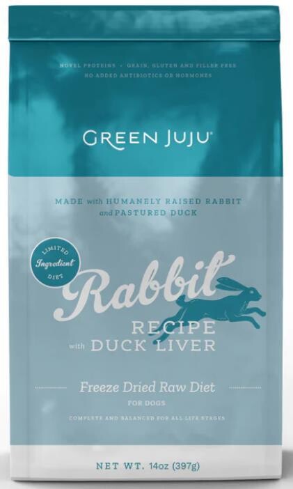 Green Juju Freeze Dried Raw Diet-Rabbit Recipe with Duck Liver for dog