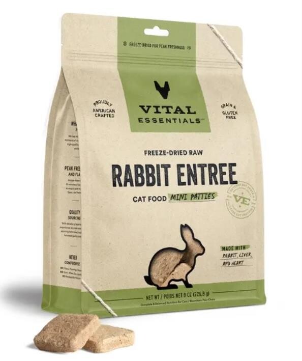 Vital Essentials Freeze-Dried Raw Rabbit Entrée for Cats - Mini Patties