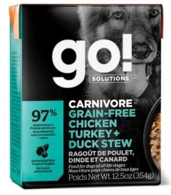Go! Carnivore Grain Free Chicken Turkey Duck Stew Dog Food