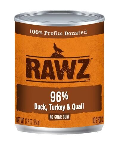 RAWZ 96% 鸭肉、火鸡和鹌鹑狗罐头