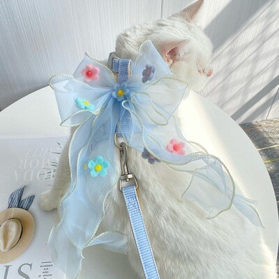 Fairy bow cat harness set