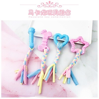 Macaron chewing rubber rope knot dog molar stick toy