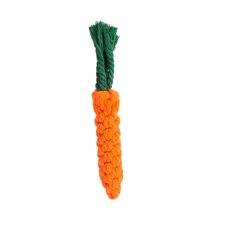 Dog molar teeth cleaning and bite-resistant braided cotton rope carrot toy