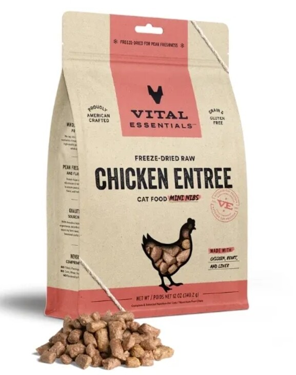 Vital Essentials Freeze-Dried Raw Chicken Entrée for Cats - Mini Nibs