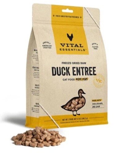 Vital Essentials Freeze-Dried Raw Duck Entrée for Cats - Mini Nibs
