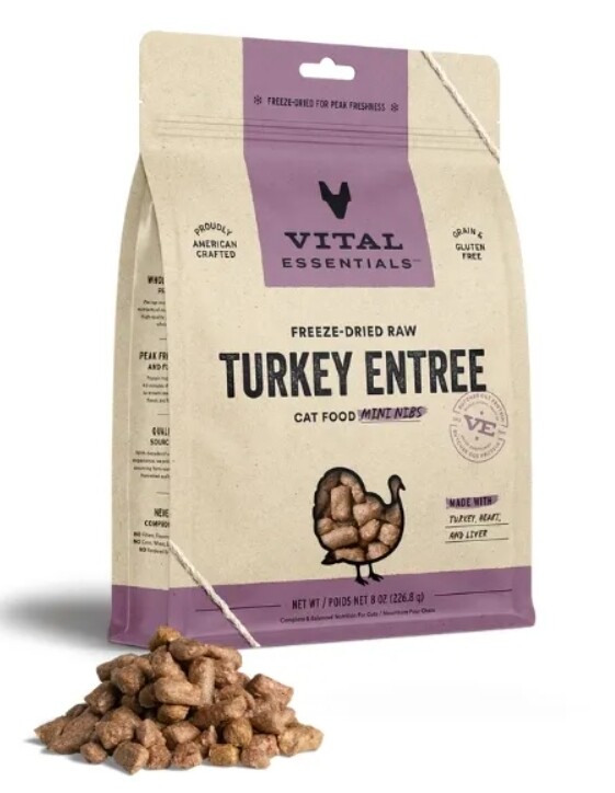 Vital Essentials Freeze-Dried Raw Turkey Entrée for Cats - Mini Nibs