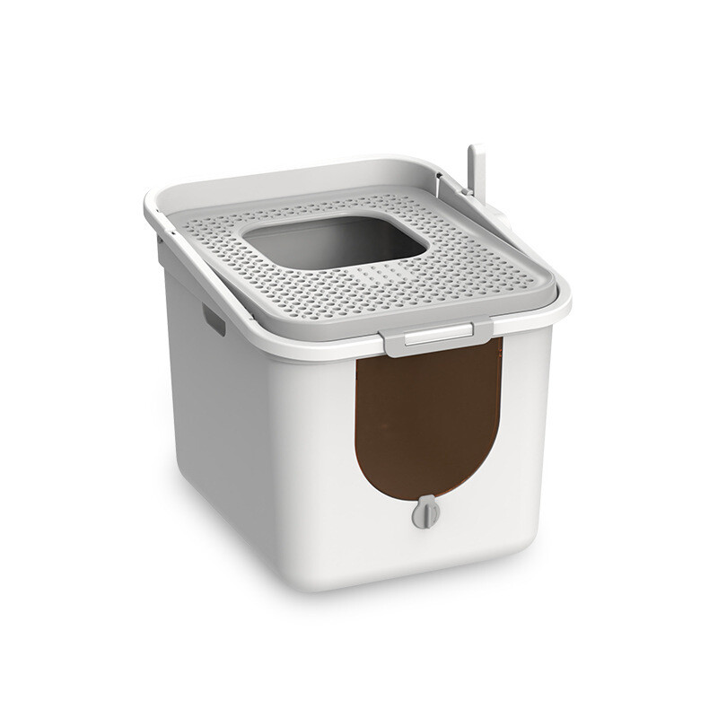 Fully enclosed top-entry extra-large cat litter box