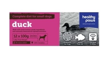 Healthy Paws Raw Dog Food Complete Small Dog Dinner Duck Recipe