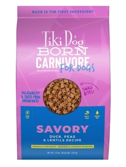 Tiki Dog Born Carnivore Savory Duck, Peas & Lentils, Baked Dry Dog Food