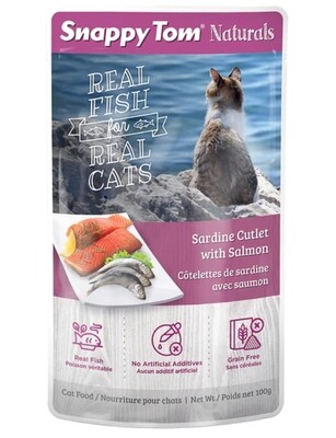 Snappy tom naturals sardine cutlet with salmon for cat