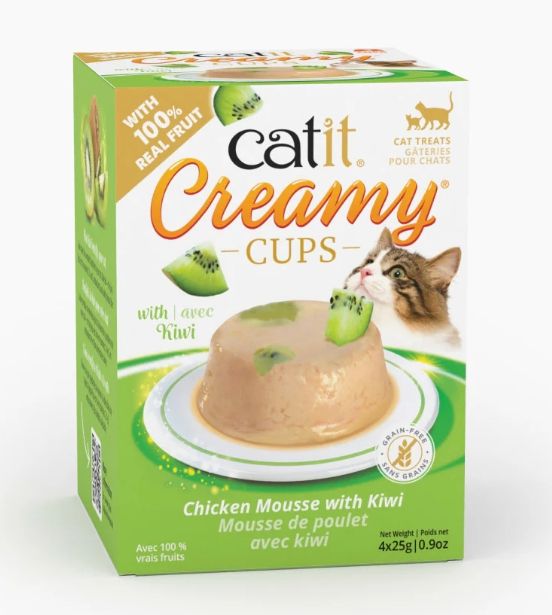 Catit Creamy Cups Chicken Mousse with Kiwi for cats