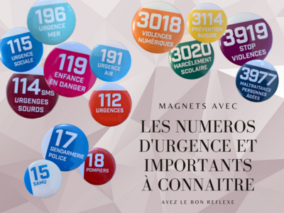 Pack 14 magnets NUMÉROS IMPORTANTS ET D&#39;URGENCE