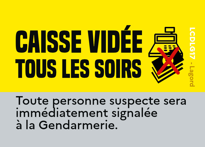 Autocollants "caisse vidée tous les soirs"