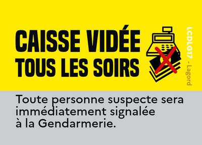 Autocollants "caisse vidée tous les soirs"