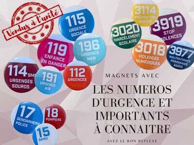Magnets NUMÉROS IMPORTANTS ET D'URGENCE