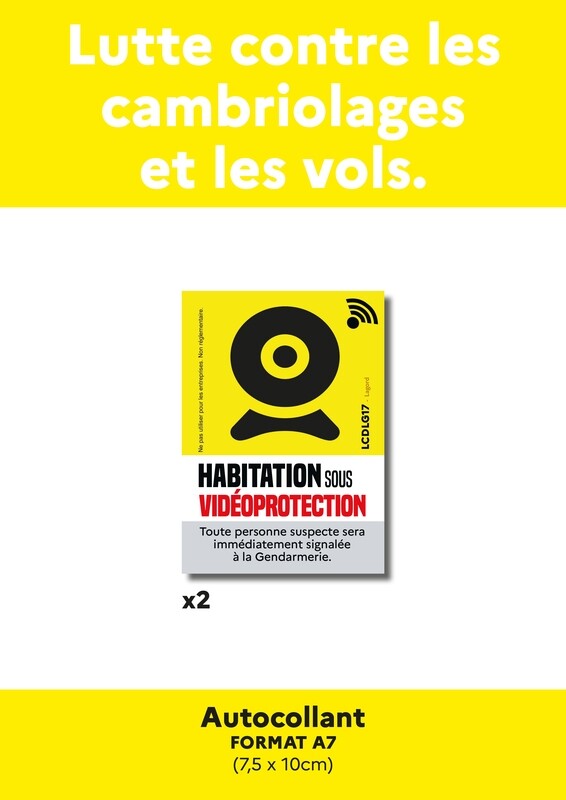 2 autocollants "Habitation sous vidéoprotection"