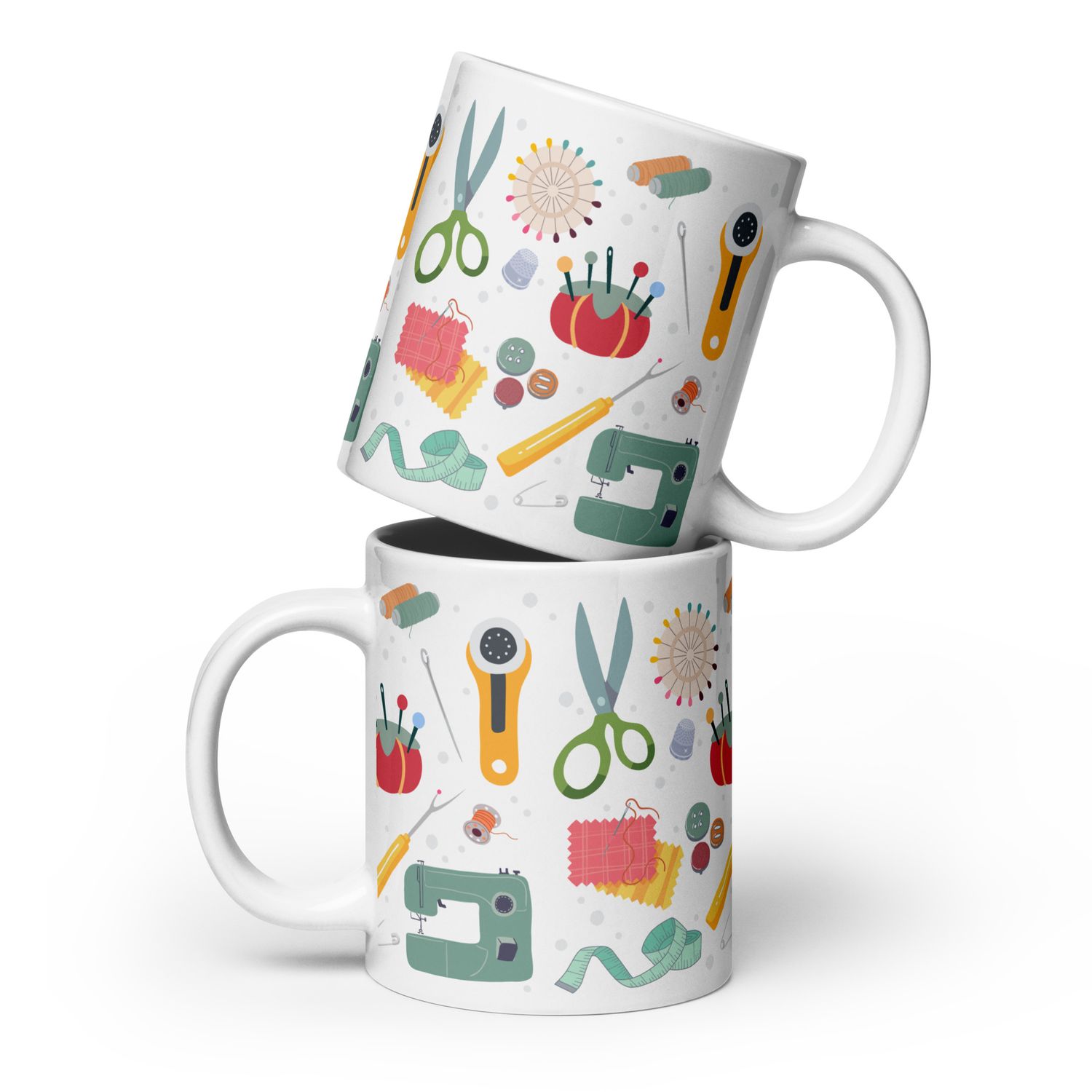 Sew Day White glossy mug