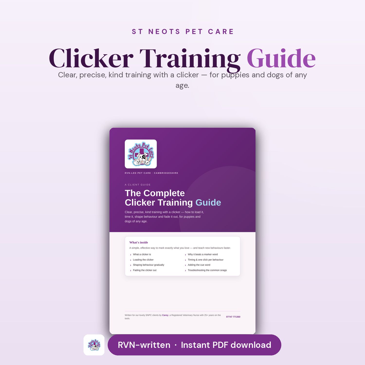 Clicker Training Guide for Dogs (UK) | RVN-Written | SNPC