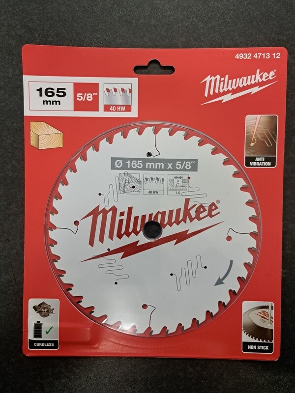 Milwaukee Circular Saw Blade 165mm x 5/8"