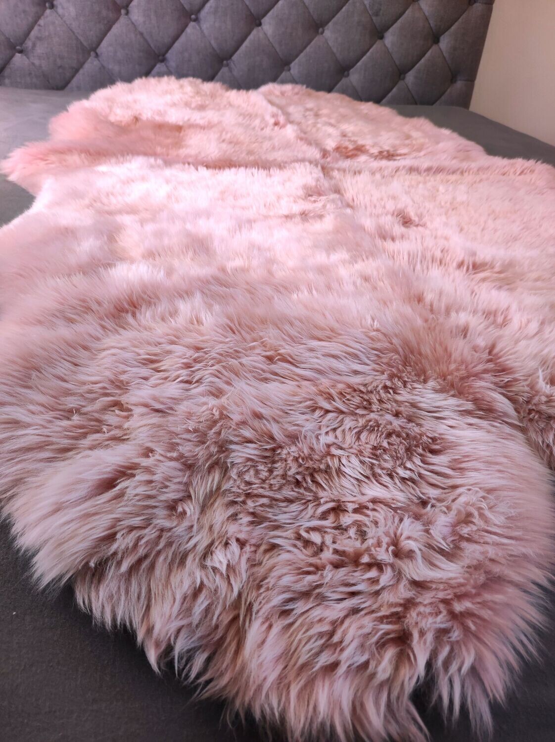 4er Schaffell-Teppich rosa 200cm x 100cm