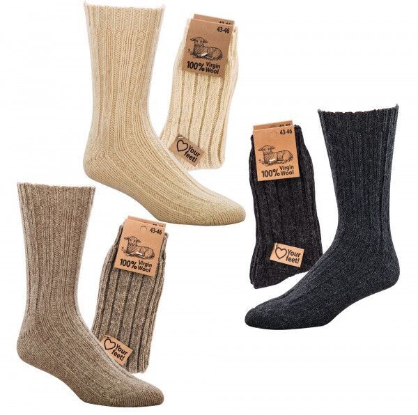 2 Paar 100% Wollsocken "Virgin Wool"