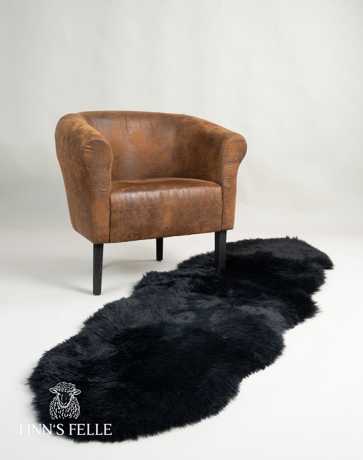 2er Schaffell-Teppich schwarz