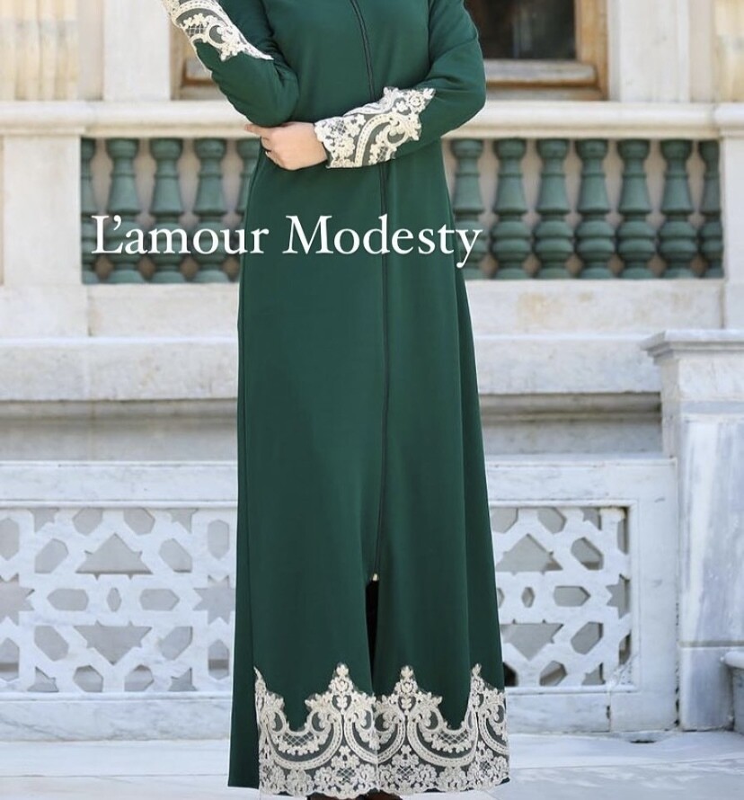 Emerald Zipper abaya