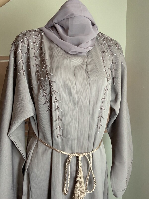 Taupe Open Abaya