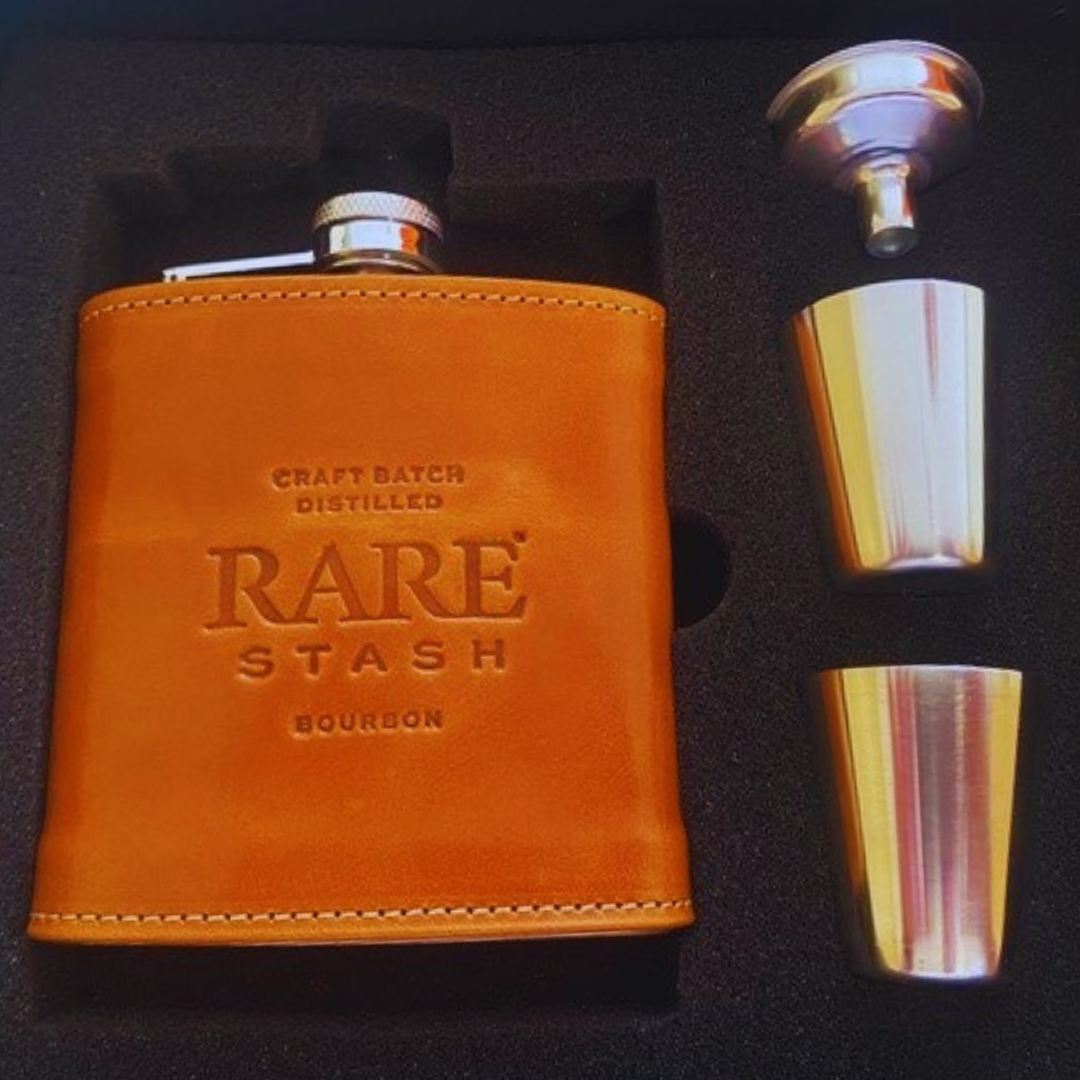 Rare Stash Leather Wrapped Flask Set