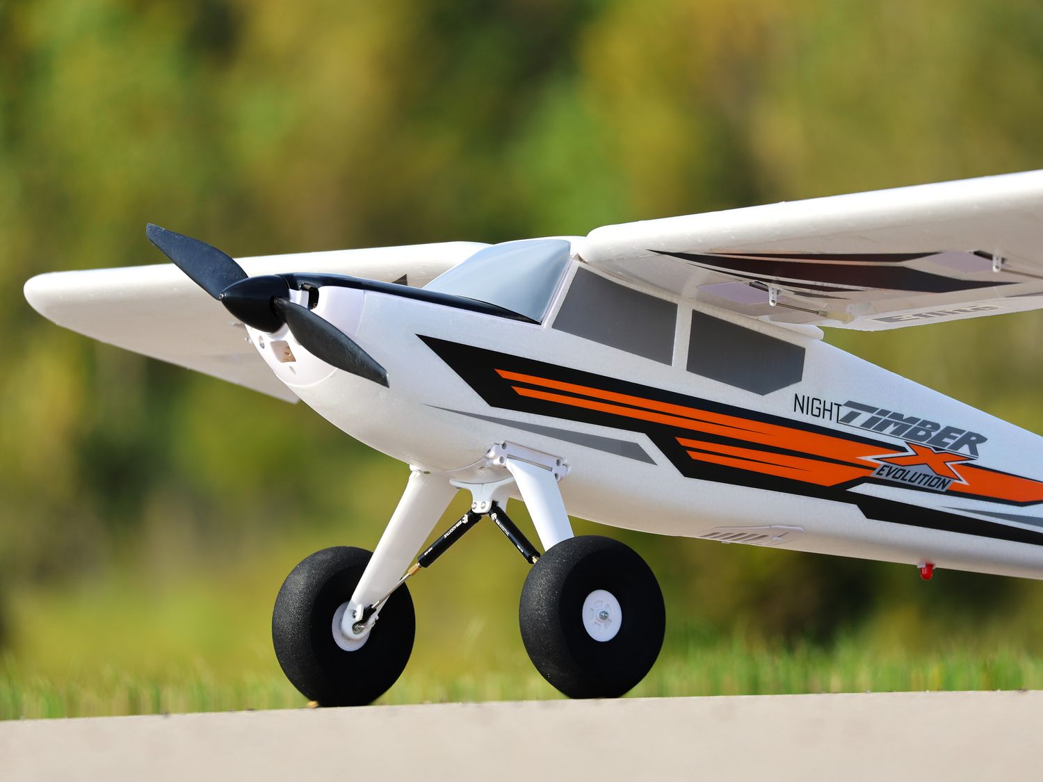 KIN Landing Gear Upgrade - Night Timber X Evolution from E-Flite - Oil Dampened Shocks, PETG Carbon Fiber Parts