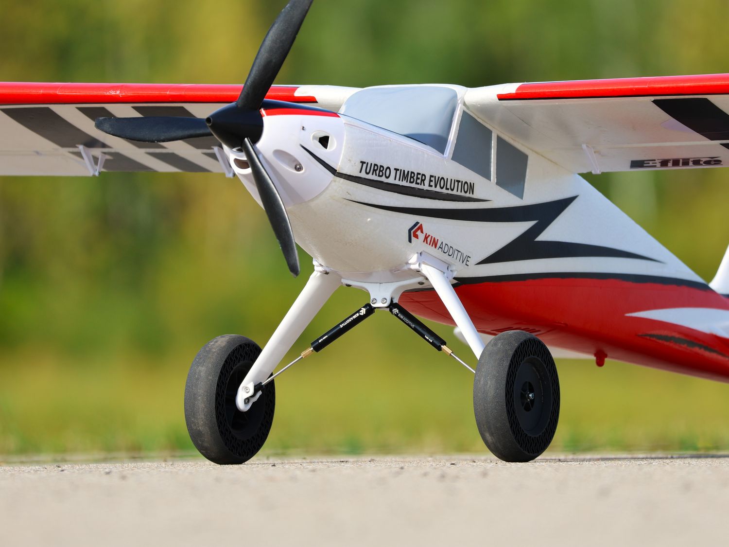 KIN Landing Gear Upgrade - Turbo Timber Evolution from E-Flite - Oil Dampened Shocks,  PETG Carbon Fiber Parts