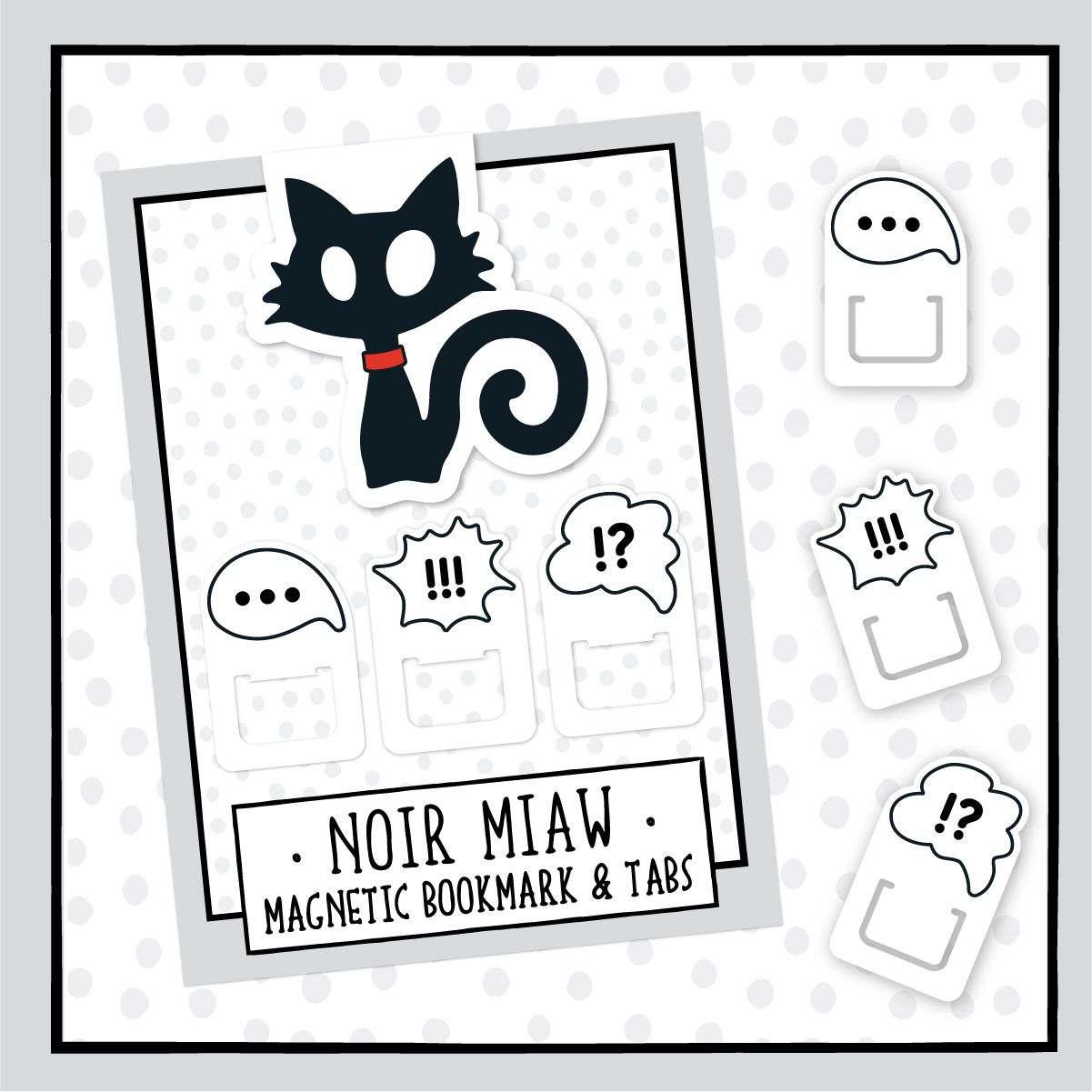 Noir Miaw Magnetic Bookmark &amp; Tabs Set