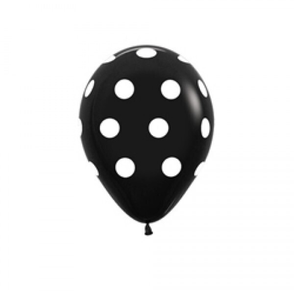 11&quot; Sempertex Polka Dots Black (50 Per Bag)