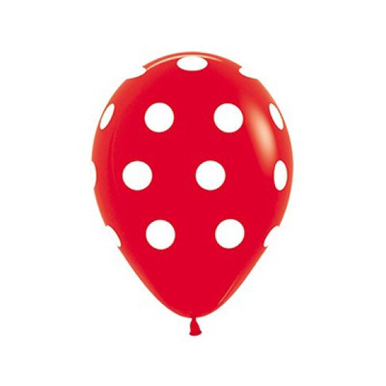 11&quot; Sempertex Polka Dots Red (50 Per Bag)