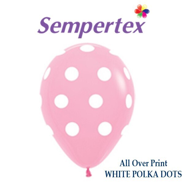 11" Sempertex  Polka Dot Pink (50 Per bag)