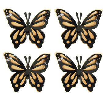 Gold & Black Butterflies Small 4 Inch (4 ct)