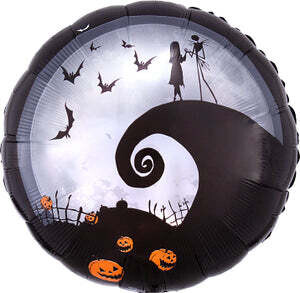 Jack &amp; Sally Halloween Round Foil Balloon, 32in - The Nightmare Before Christmas