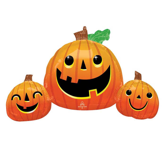 Anagram  Smiling Halloween Jack-o’-Lantern Trio Foil Balloon, 35in x 22in

