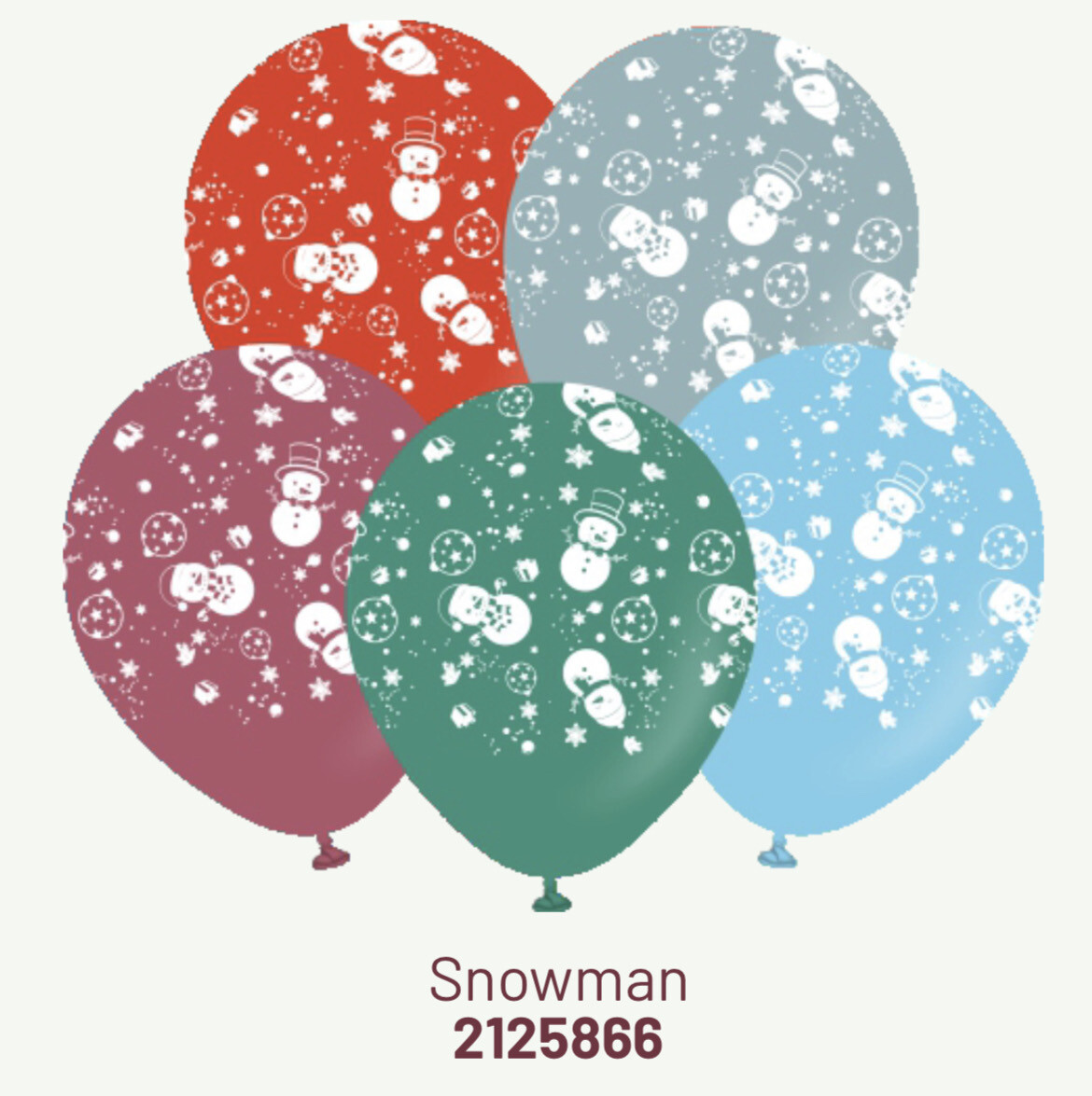 Kalisan 12" Christmas Snowman Mix Print Color White (25 Per Bag)