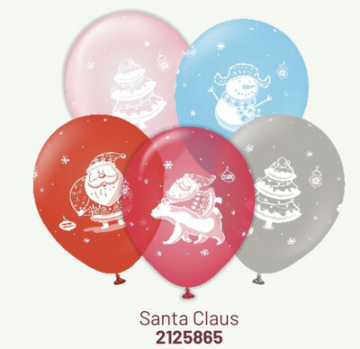 Kalisan 12"Christmas Santa Claus Mix  Print Color:White (25 Per Bag)